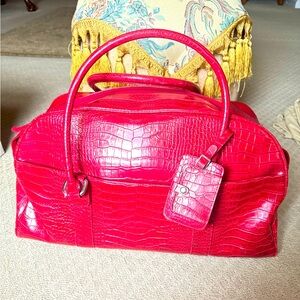 Red Crocodile Embossed Women's weekend Bag